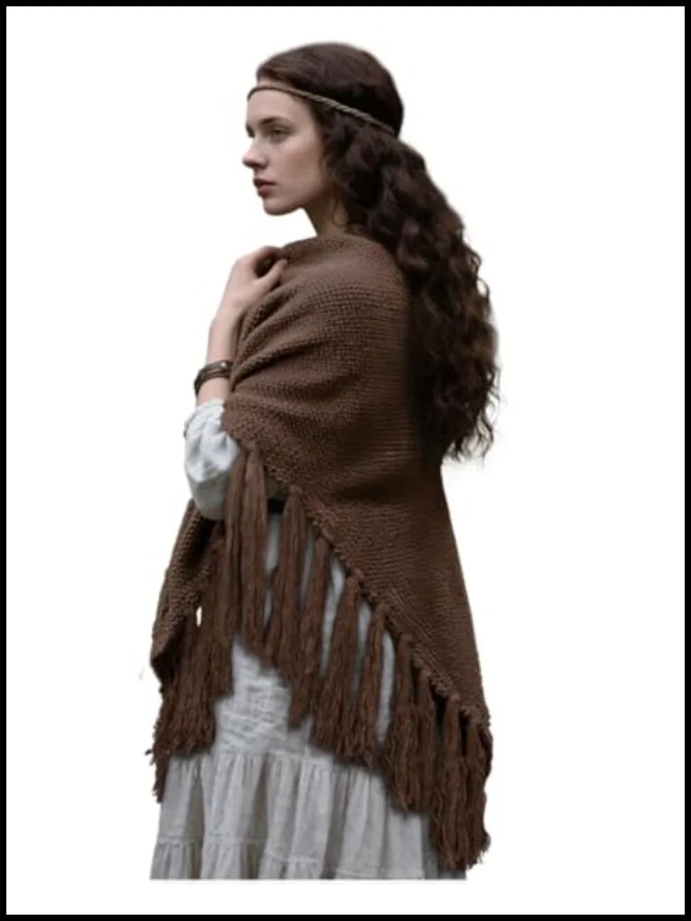 Knit Triangle Shawl Medieval Renaissance Wrap Scarf Cosplay LARP